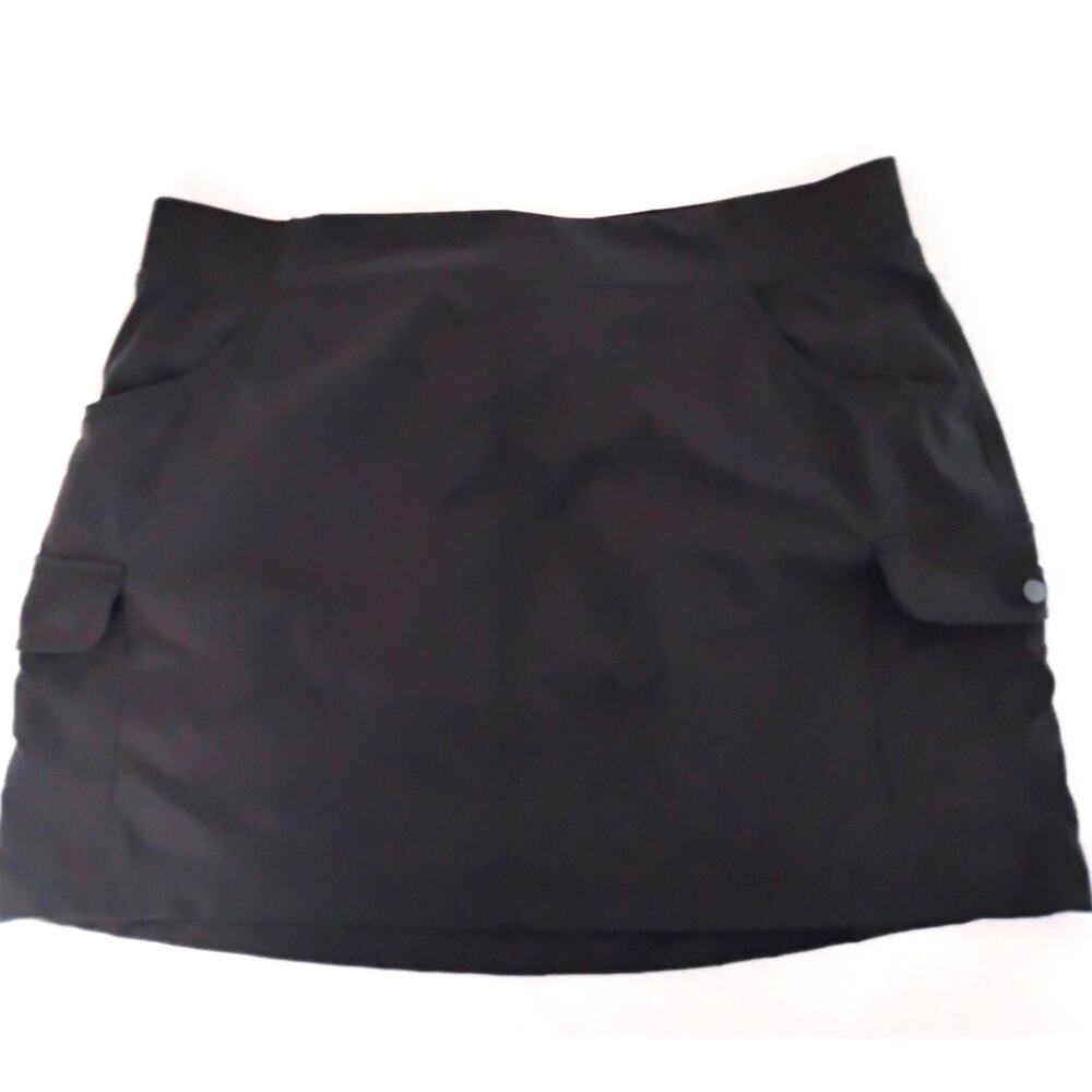 Eddie Bauer Womens L Black Skort Cargo Pockets Elastic Waist Athleisure